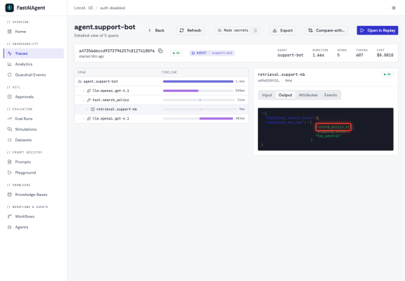 Retrieval span as its own node in the Replay span tree