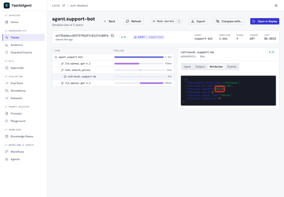 Retrieval span from the bundled FAISS store