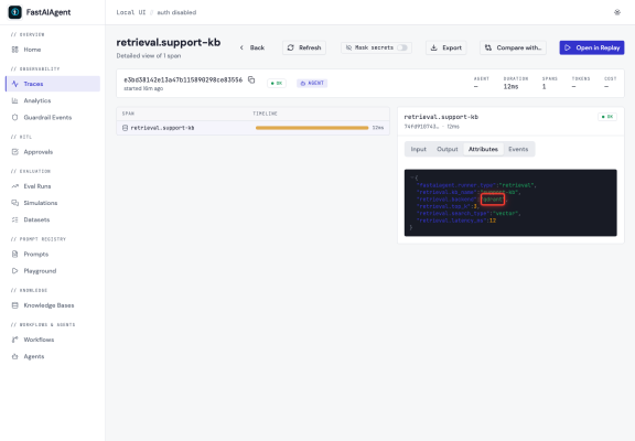 The same retrieval span with a Qdrant backend
