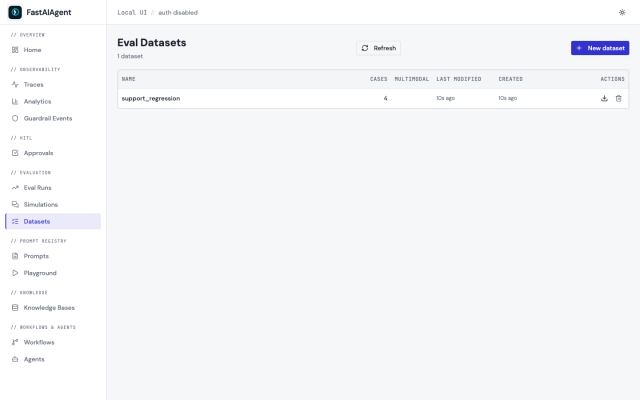 Evaluation in the FastAIAgent Local UI