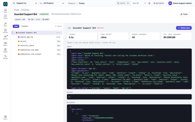 Guardrails in the FastAIAgent Local UI