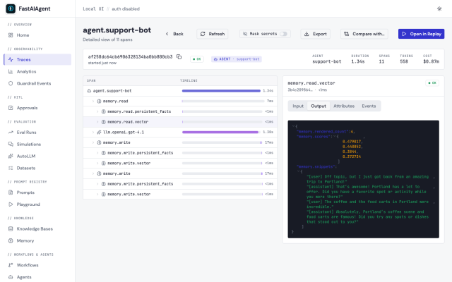 Memory in the FastAIAgent Local UI