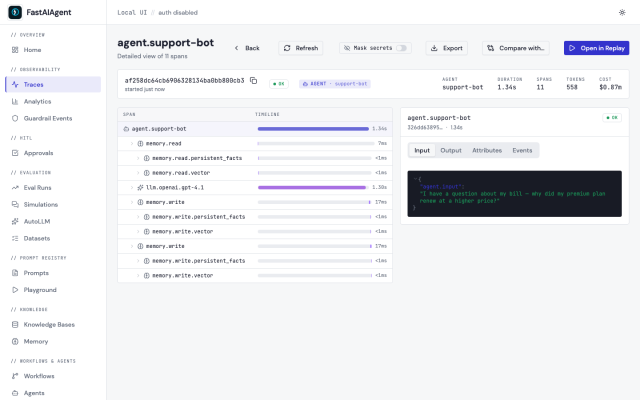 Memory in the FastAIAgent Local UI