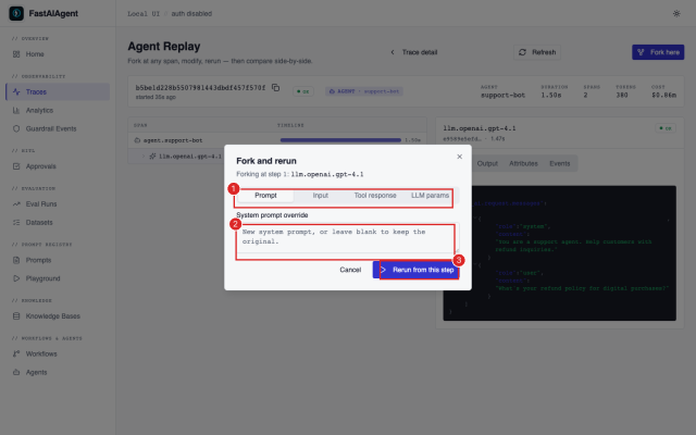 Fork dialog